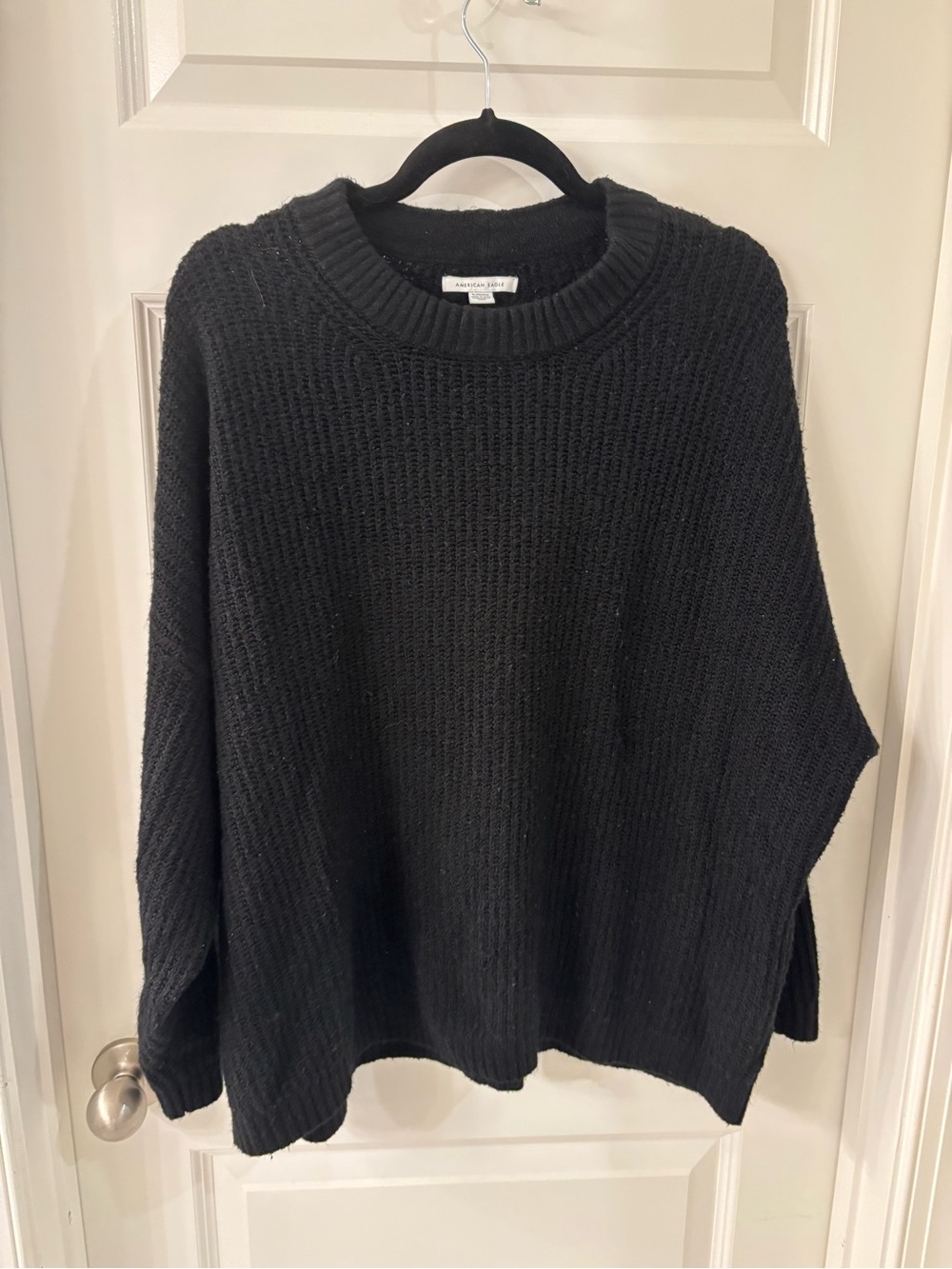 American Eagle Oversized Knit Sweater in Black Size XL